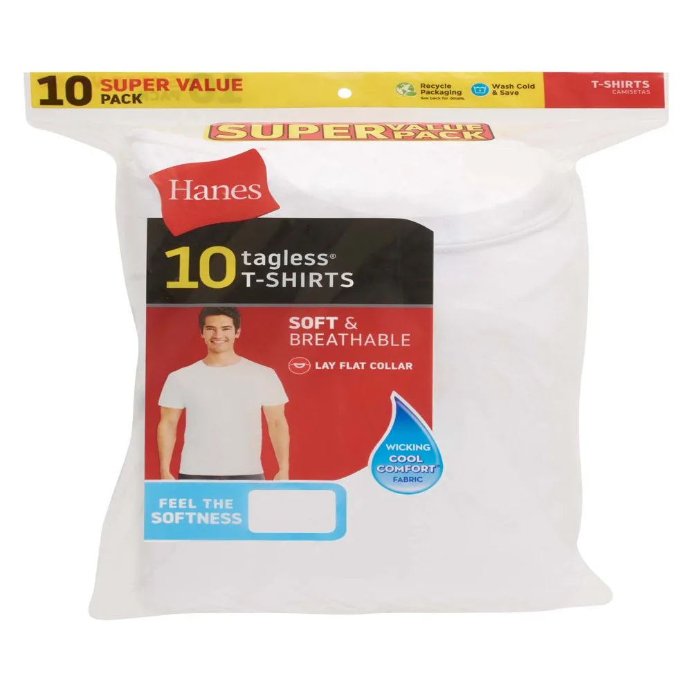 10 Pack Men's Super Value Pack White Crew T-Shirt Undershirts