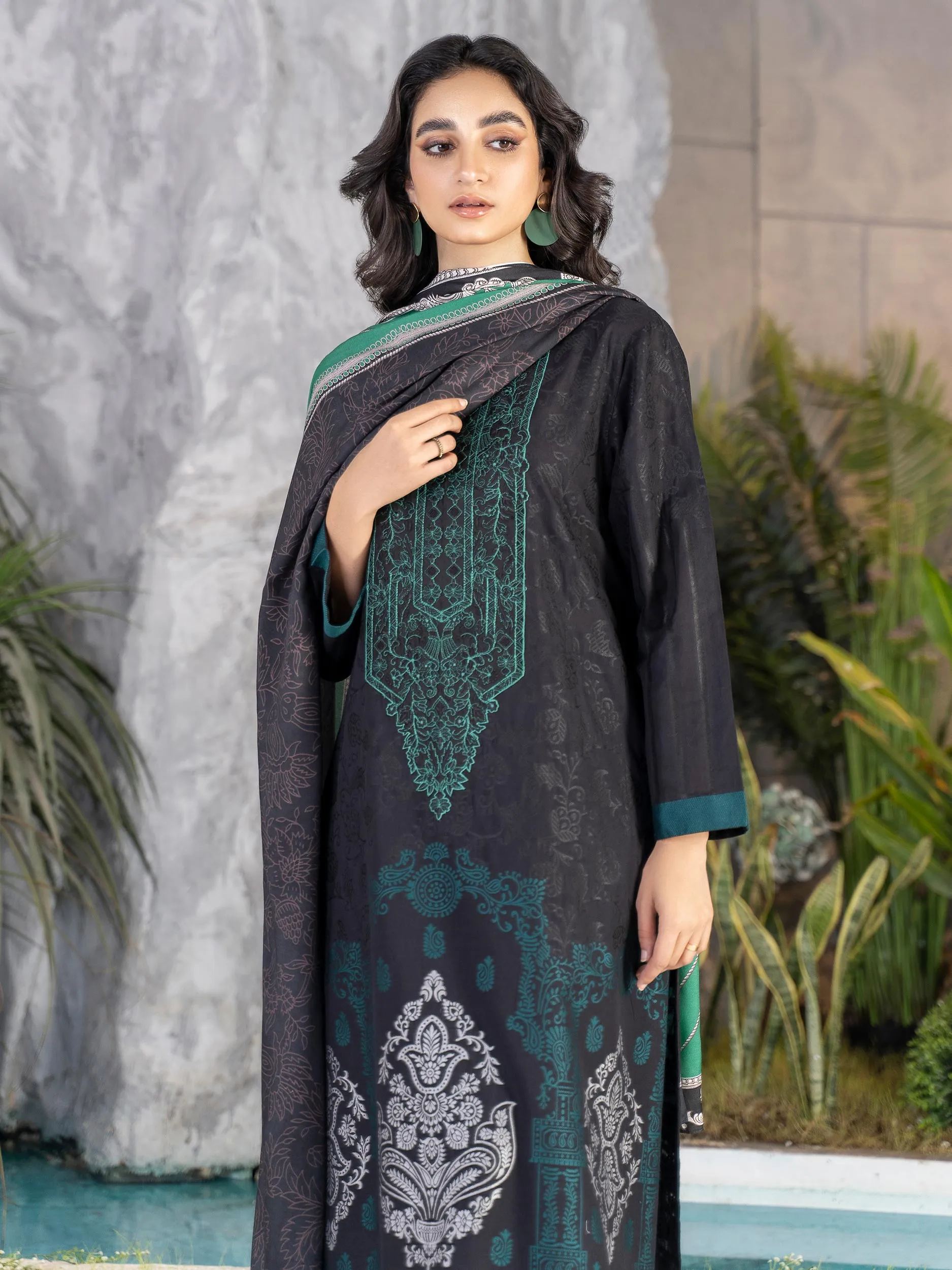 2 Piece Jacquard Suit-Embroidered (Unstitched)