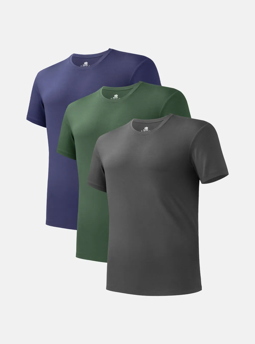 3 Packs Men's Undershirt Bamboo Rayon Moisture-Wicking Stretch Crew Neck