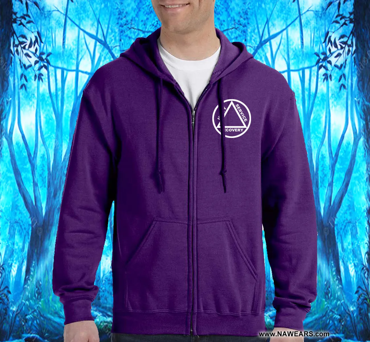 AA Hoodie - Friend Of Bill Purple Zip-Up   CLEARANCE