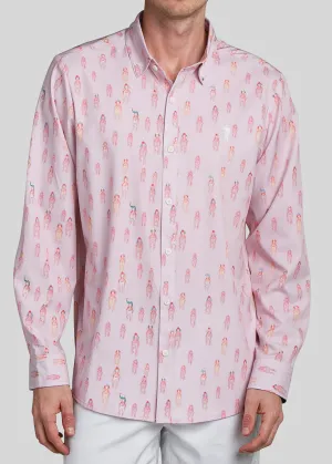 And They're Off Men's Long Sleeve Button Down