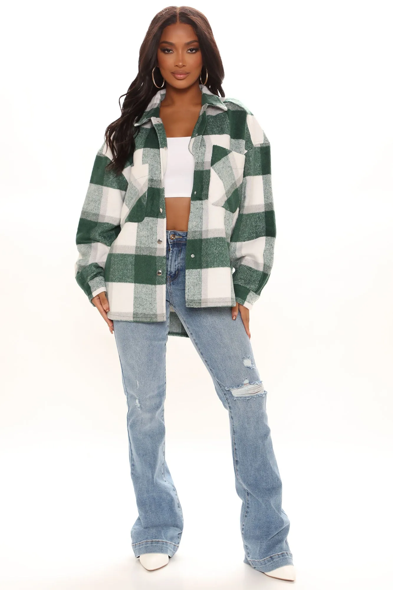 Autumn Nights Plaid Shacket - Hunter