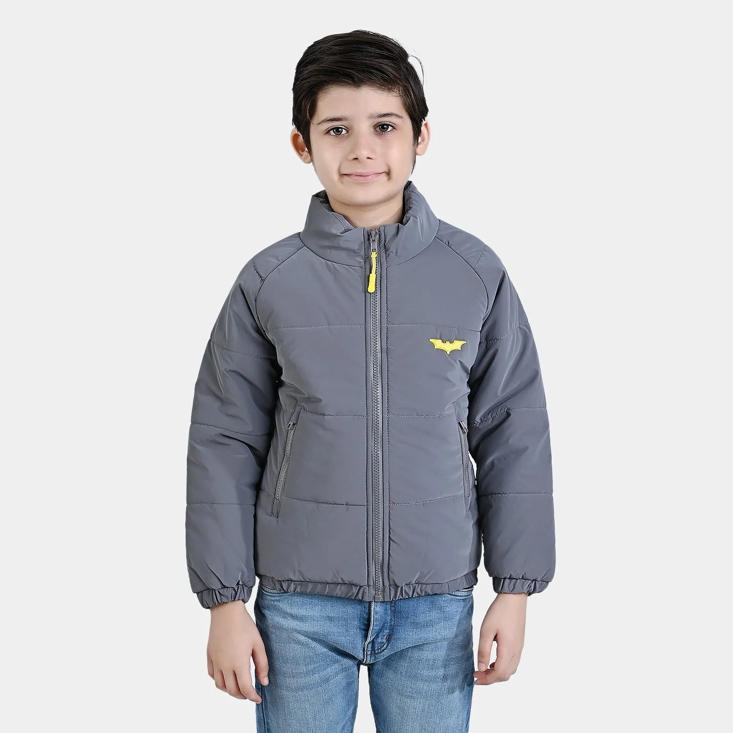 Boys Mix taffeta Quilted Jacket Character-GRAY