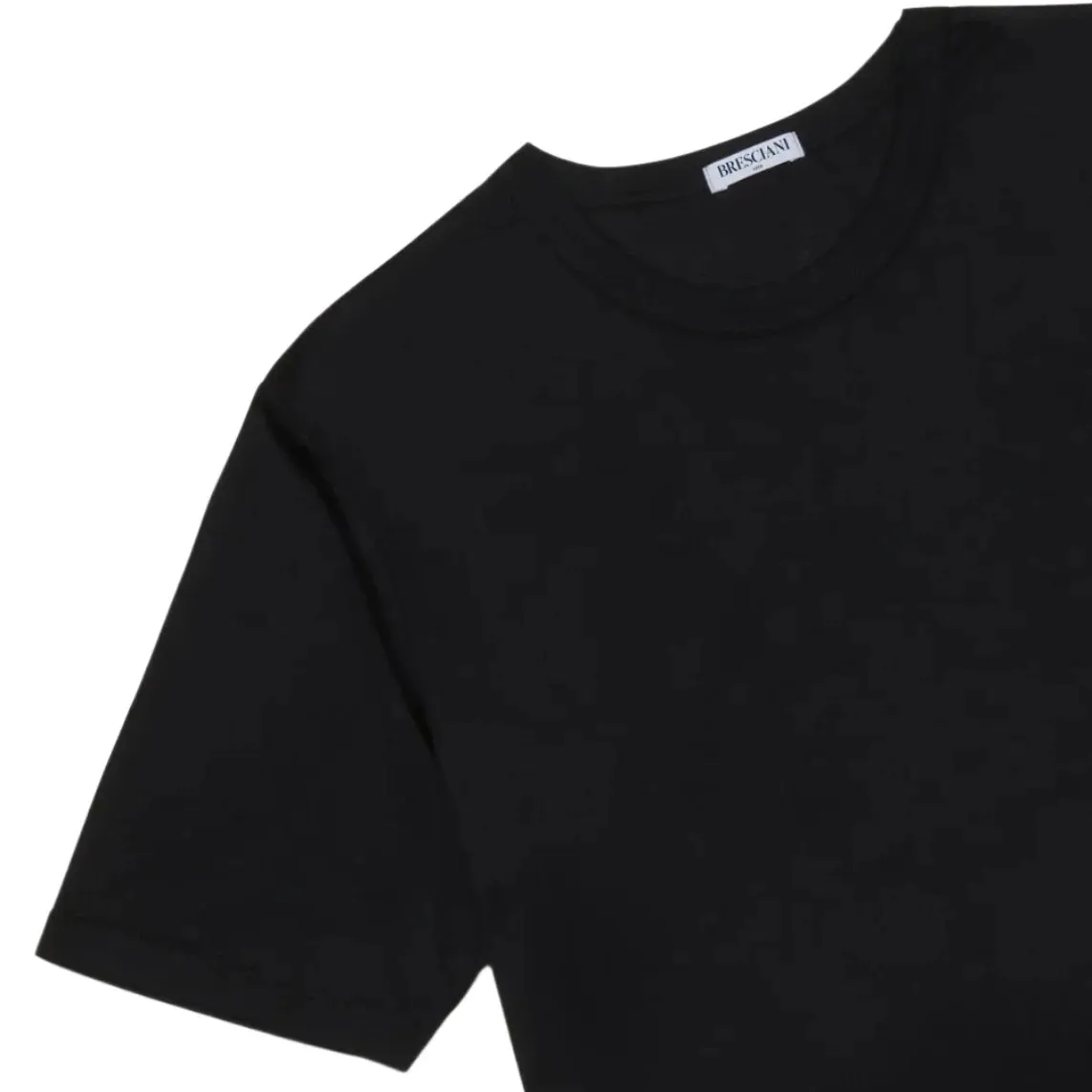 Bresciani 100% Cotton Knitted Round-Neck T-shirt Black