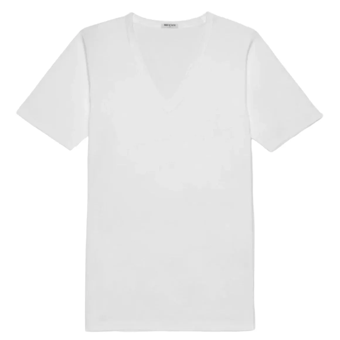 Bresciani 100% Cotton Knitted V-neck T-shirt White