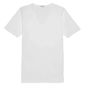 Bresciani 100% Cotton Knitted V-neck T-shirt White