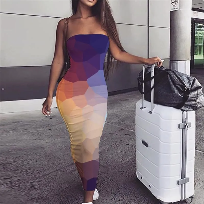 Colorful Dress Women Geometry Sundress Abstract Ladies Dresses Womens Clothing