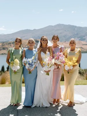 Colorful Simple Mermaid Ankle Length Bridesmaid Dresses Online, BG380