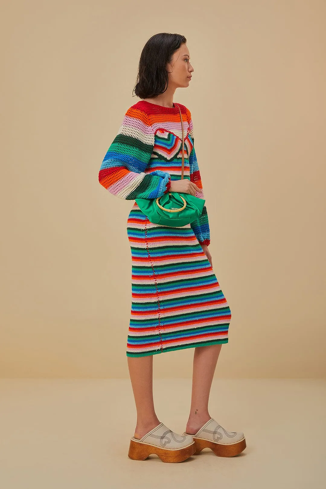 Colorful Stripes Crochet Midi Dress