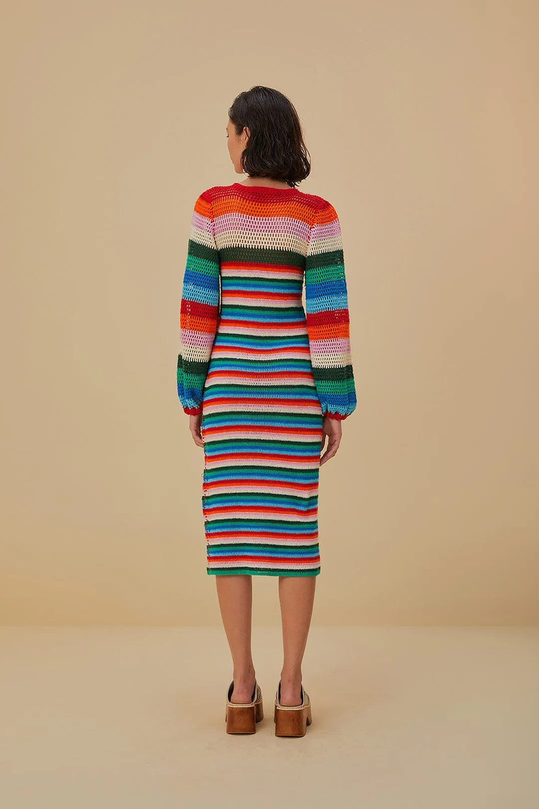 Colorful Stripes Crochet Midi Dress