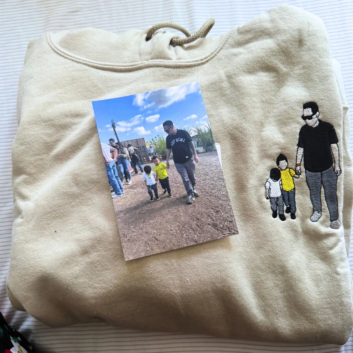 Customized Family Portrait with Picture Custom Embroidered Sweatshirt, Hoodie Personalized Family Gifts Idea