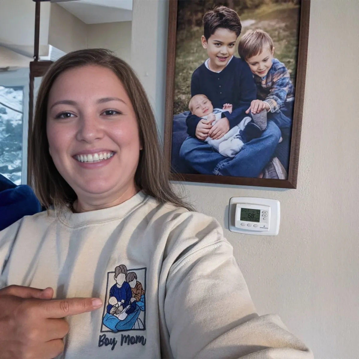 Customized Family Portrait with Picture Custom Embroidered Sweatshirt, Hoodie Personalized Family Gifts Idea