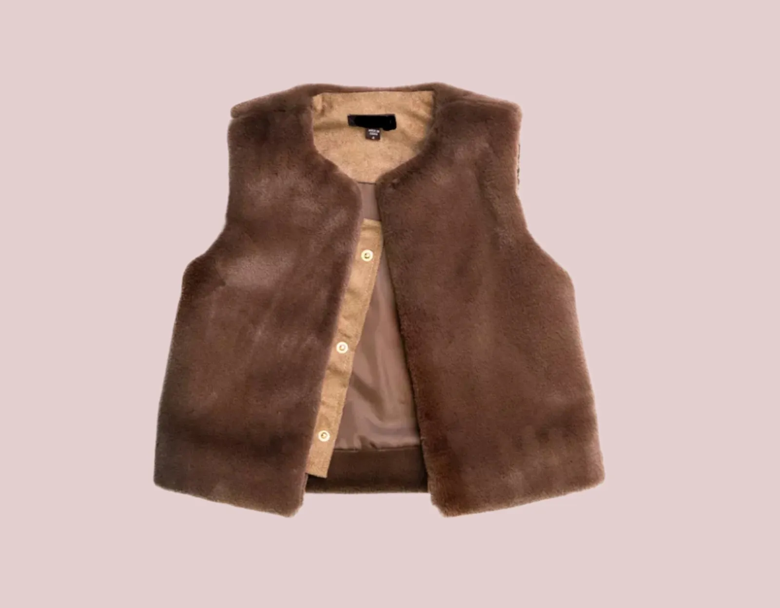 Eva Girls Faux Fur Vest - OAK BROWN