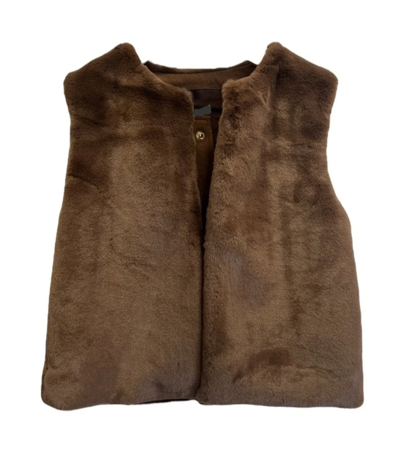 Eva Girls Faux Fur Vest - OAK BROWN