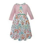 Floral Eyelet Toddler Dress with Pink Shrug