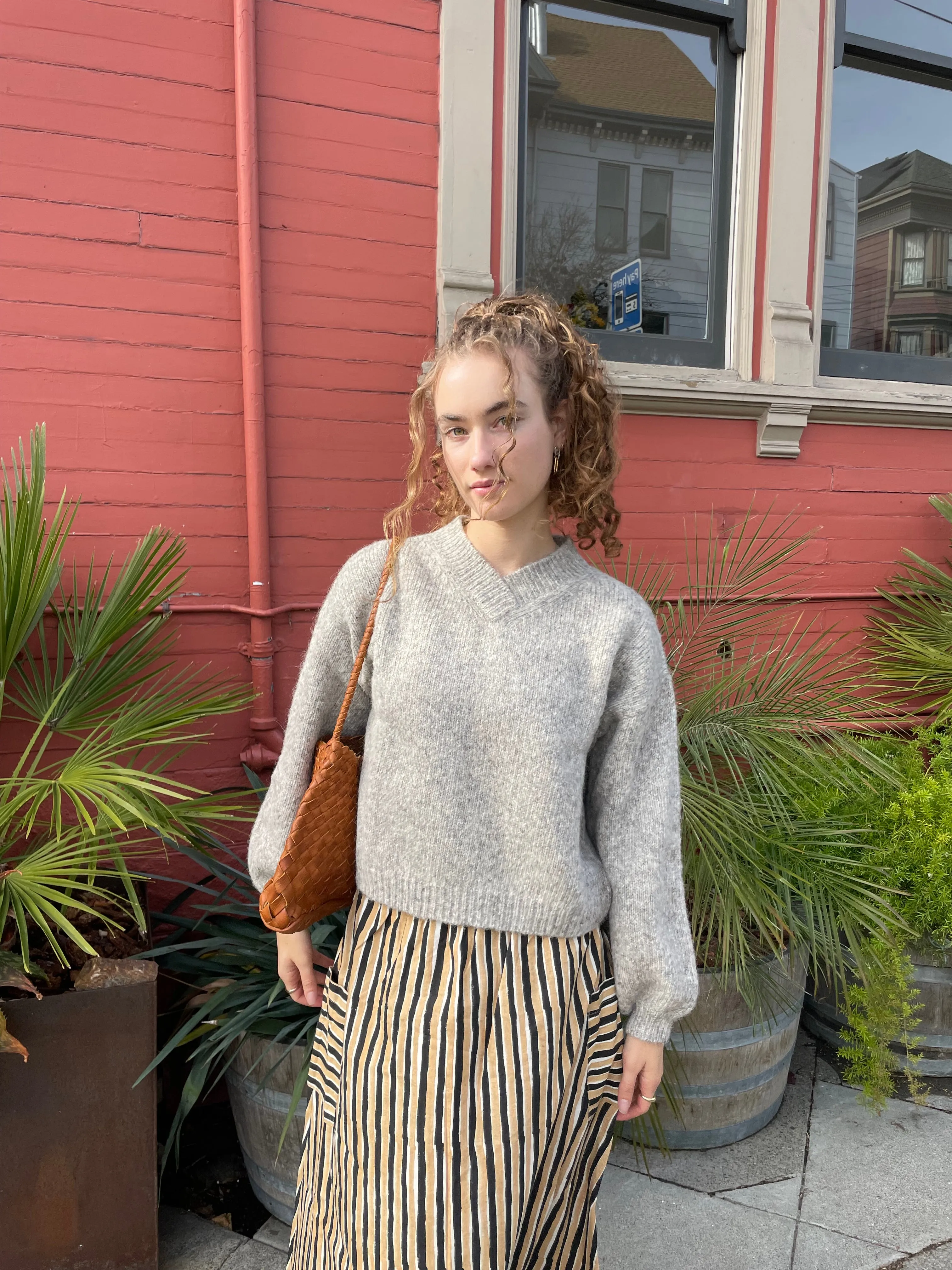 Hand-loomed Silver Félix Sweater, Undyed Alpaca