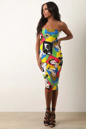 Headshot Pop Art Tube Midi Dress