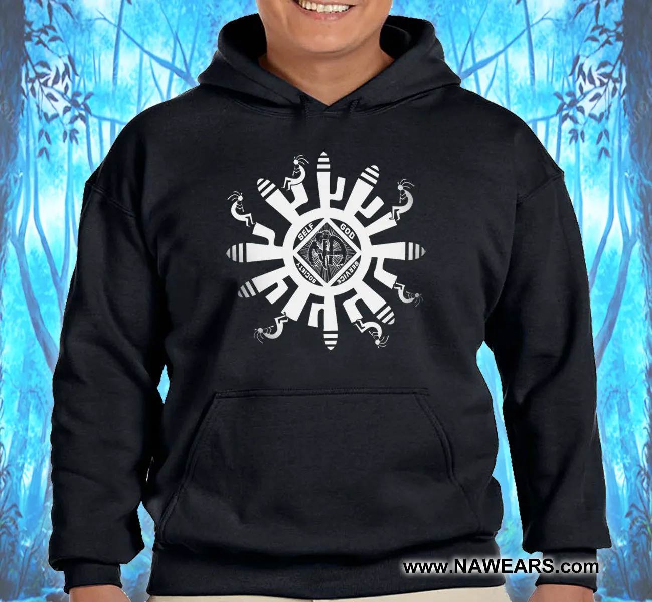 Hoodie - Kokopelli Symbol - Black