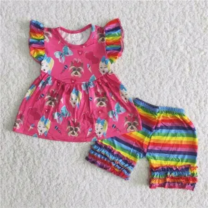 Jojo sleeveless Dresses Colorful Ruffle shorts Set