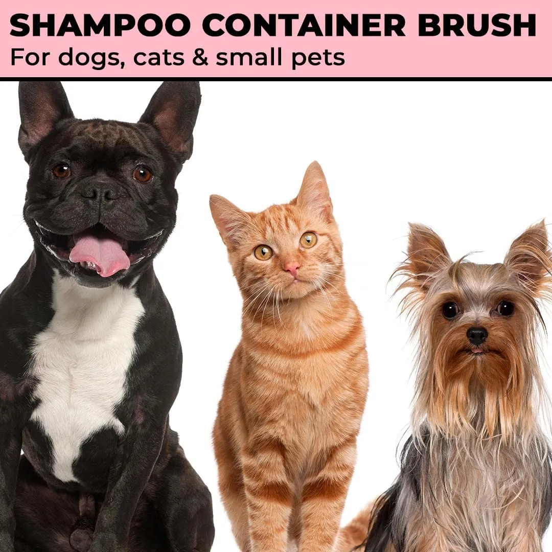 Kuber Industries Dog Brush With Shampoo Container|Cat & Dog Bath Brush For Bathing|Exfoliating|Scrubbing|Massaging & Relaxing|Soft Silicone|Suitable For All Pets|PT230R|Red