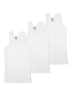 Lux Cozi Boys White Cotton Vest Pack of 3 (Size : 9-10 Years)