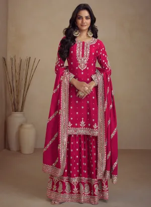 Magenta Embroidery Designer Sharara Suit