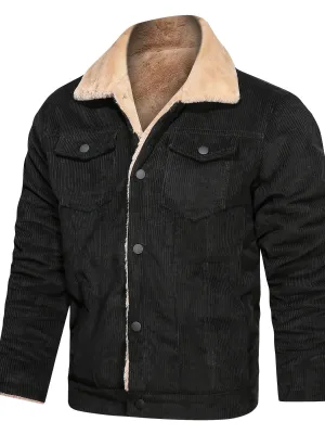 Men's Corduroy Thickened Fleece Lined Jacket