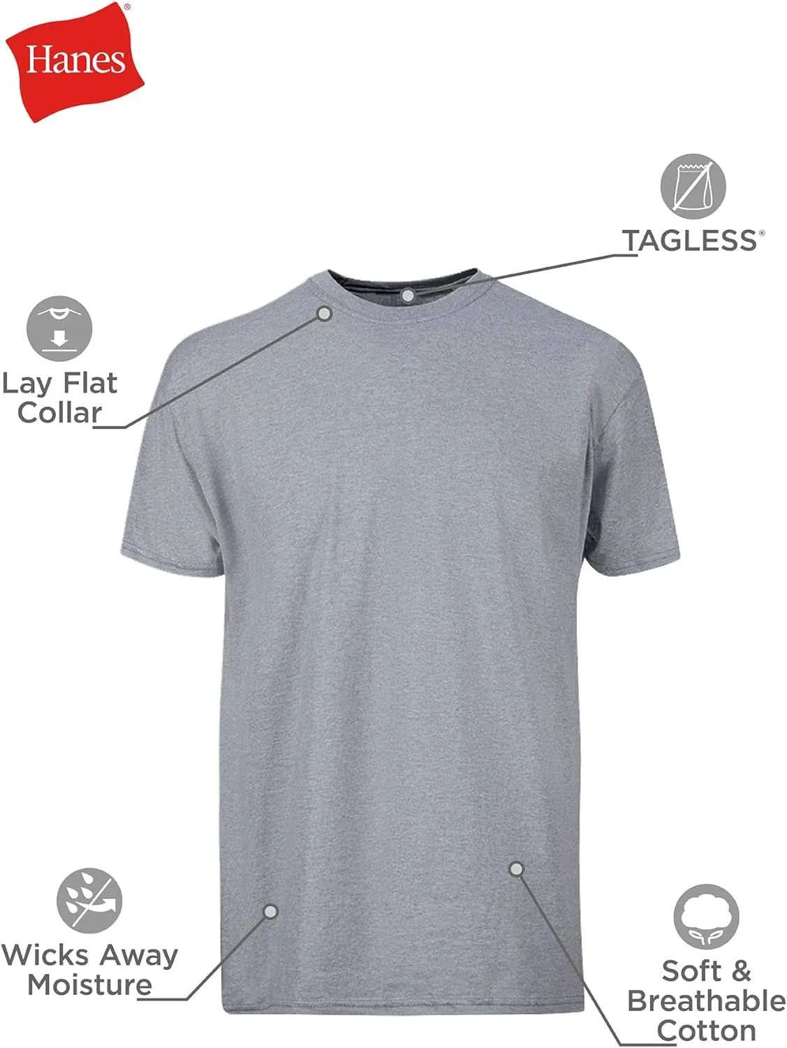 Men'S Cotton, Moisture-Wicking Crew Tee Undershirts, Multi-Packs Available