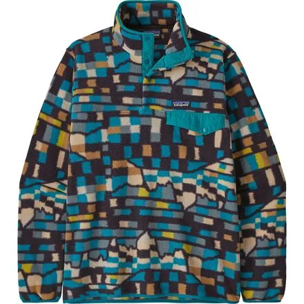 Men's Patagonia Synchilla Snap-T Lightweight Fleece Pullover in Fitz Roy Patchwork/Belay Blue