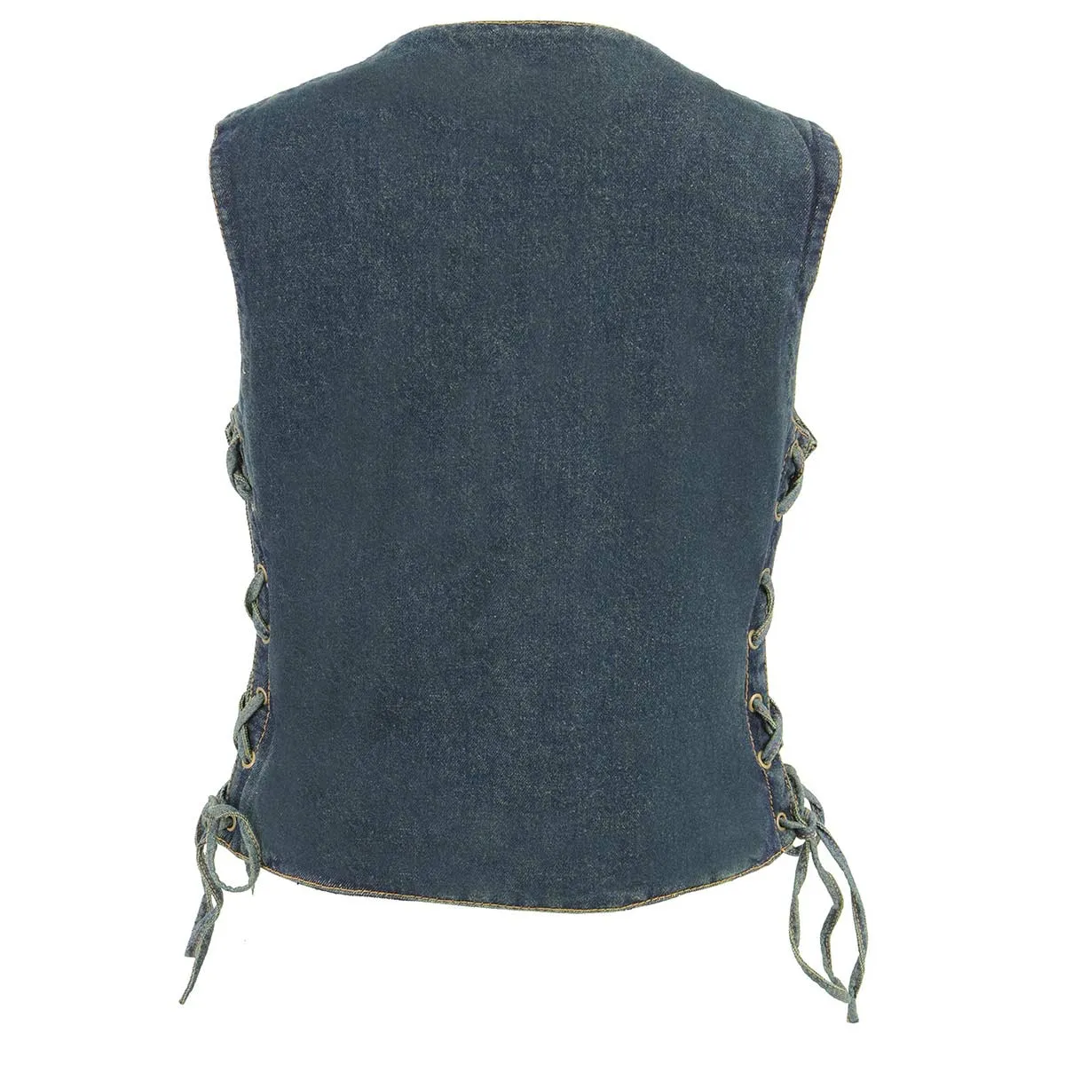 Milwaukee Leather MDL4020 Women's Classic Blue ‘6 Pocket’ Side Lace Denim Vest