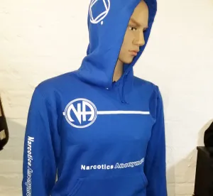 NA BASIC TEXT BLUE HOODIE