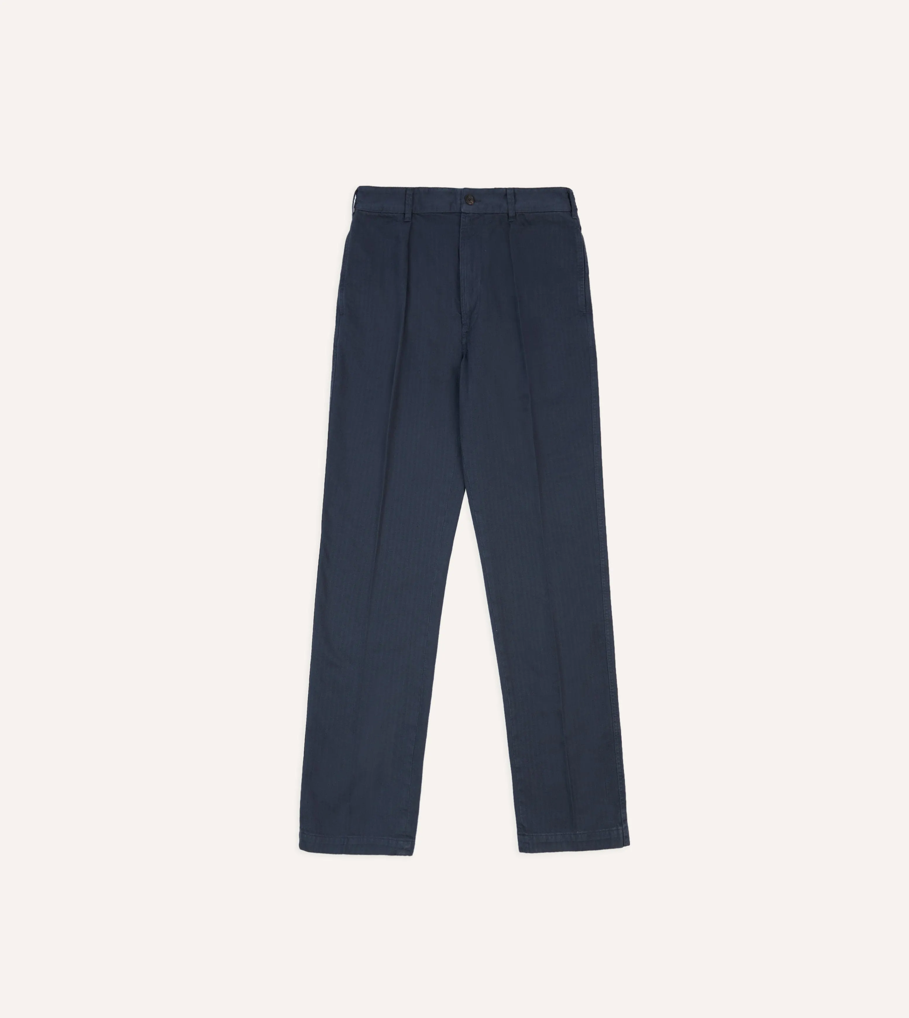 Navy Herringbone Cotton Games Trousers