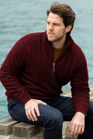 Noble Wilde 1/4 Zip Javelin Sweater in Port