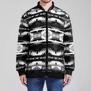 Okotoks Black and White Youth Zippered Collared Lightweight Jacket