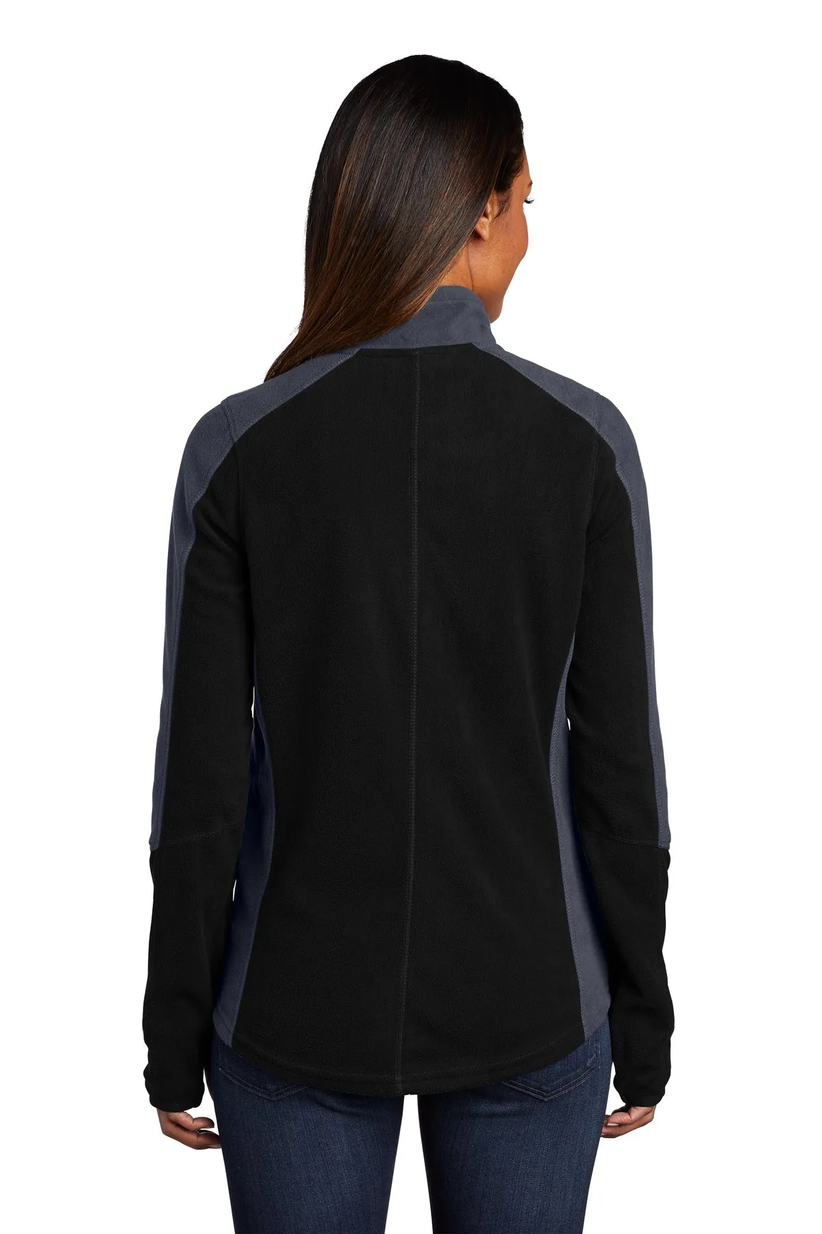 Port Authority Ladies Colorblock MicroFleece Customized Jackets, Black/ Battleship Grey