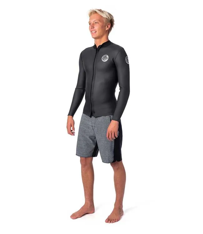 Ripcurl Mens Dawn Patrol Long Sleeve 1.5mm Heater Top (2024) - Black