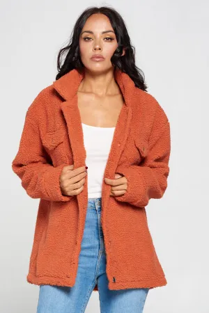 Rust Sherpa Button Down Jacket