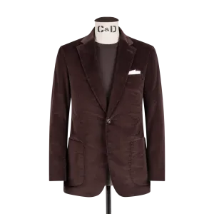 Single Breasted Notch Lapel Suit in Brown Corduroy