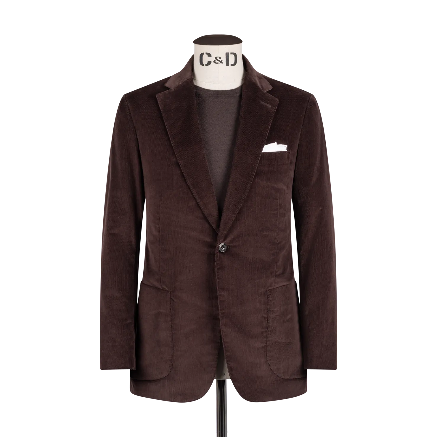 Single Breasted Notch Lapel Suit in Brown Corduroy