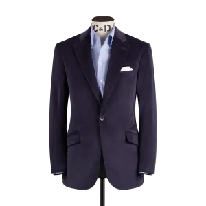 Single Breasted Notch Lapel Suit in Navy Corduroy