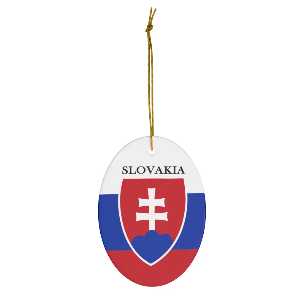 Slovakia Coat of Arms Crest Ceramic Ornament by Nature's Glow