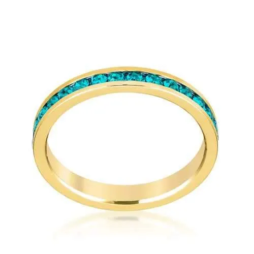 Stylish Stackables Turquoise Crystal Gold Ring