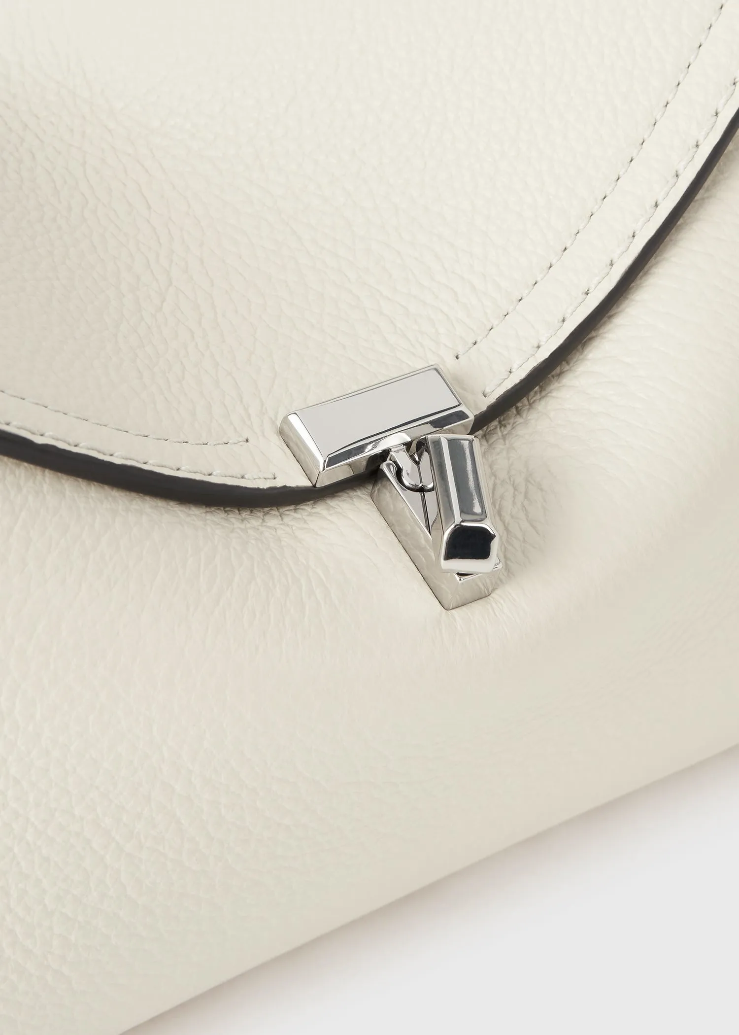 T-Lock grained-leather clutch milk