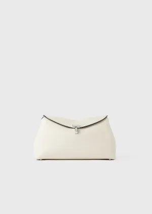 T-Lock grained-leather clutch milk