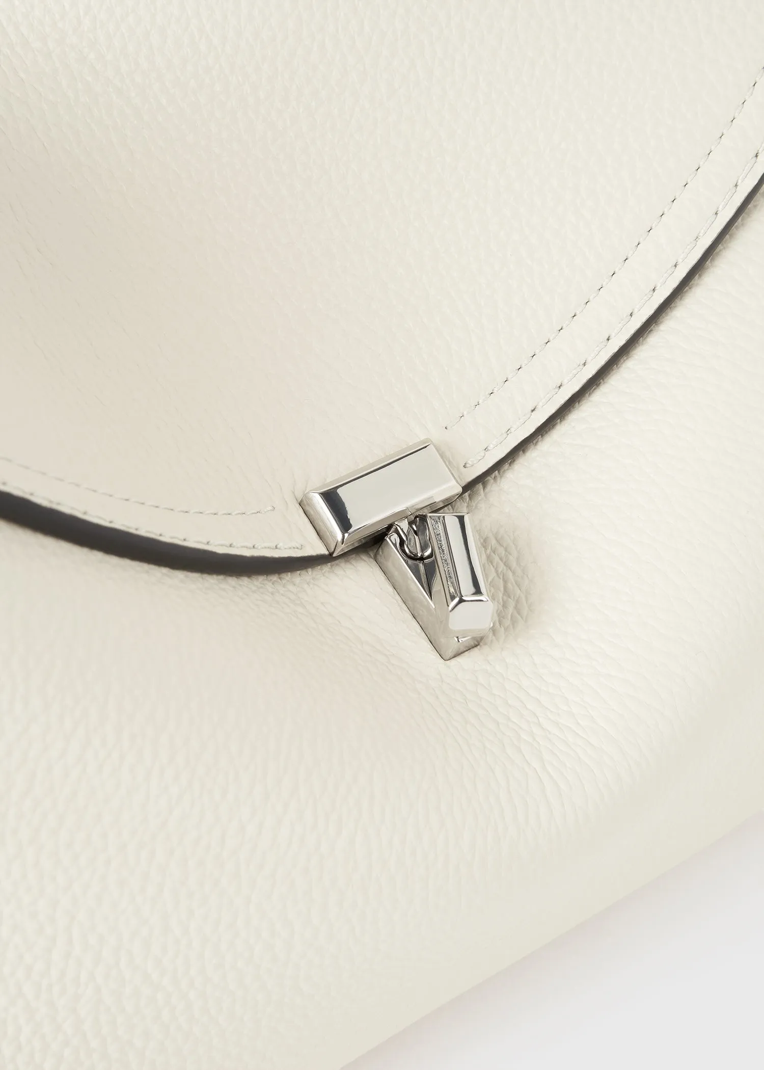 T-Lock grained-leather top handle milk