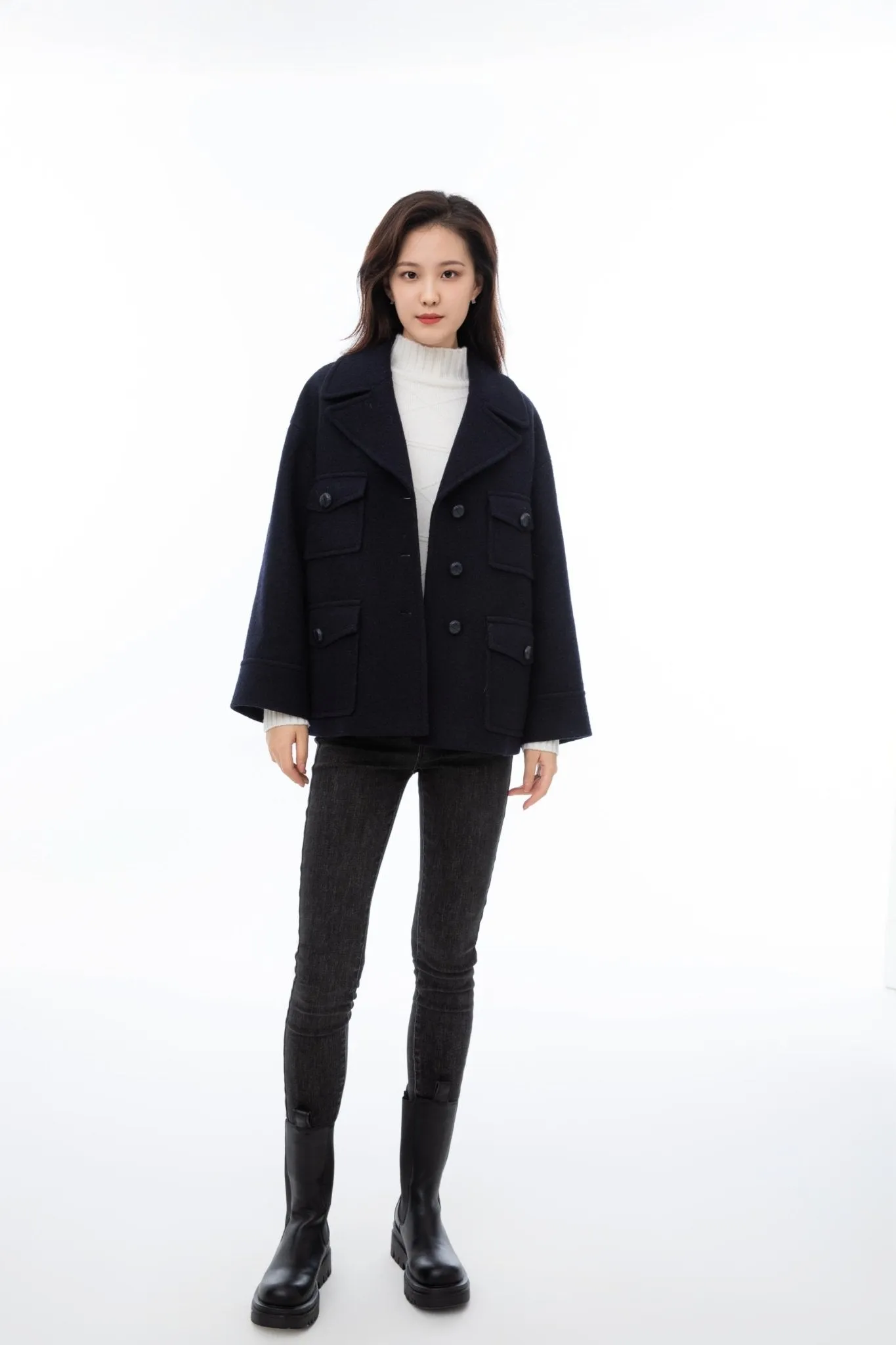 Twilight Blue Short Wool Coat