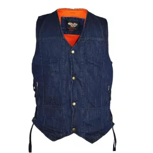 VB915BK & VB915BL Denim Ten Pocket Vest in Black or Blue